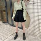 Paneled Shirt / Mini A-line Pleated Skirt