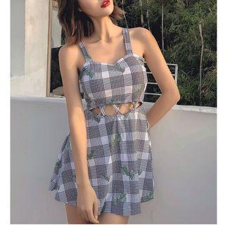 Set: Plaid Swim Dress + Plaid Swim Bottom