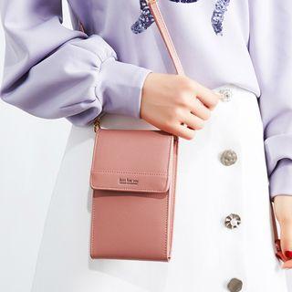 Faux Leather Plain Crossbody Mobile Pouch