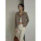 Patch-pocket Houndstooth Tweed Jacket