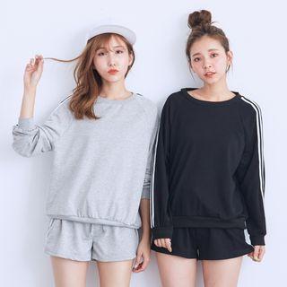 Set: Long Sleeve Striped Pullover + Shorts
