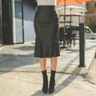 Faux-leather Midi Mermaid Skirt