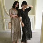 V-neck Floral Print Long-sleeve A-line Dress