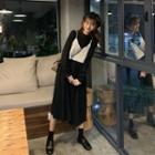 Long-sleeve Midi A-line Dress / Knit Camisole Top
