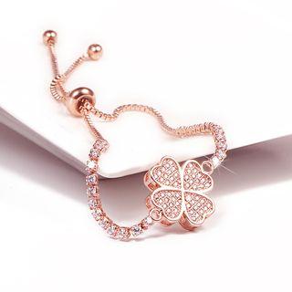 Alloy Rhinestone Clover Bracelet