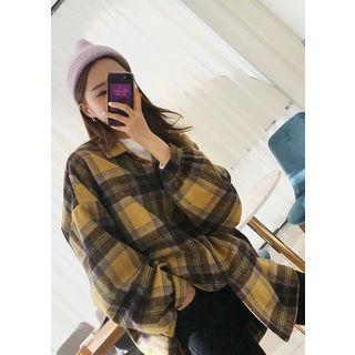 Tall Size Over-fit Check Flannel Shirt