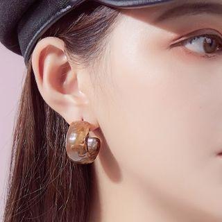 Acrylic Open Hoop Earring 1 Pair - Brown - One Size
