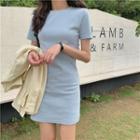 Short-sleeve Plain Mini T-shirt Dress