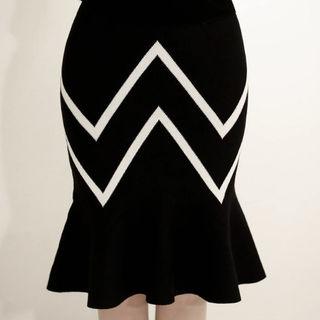 Contrast-trim Knit Mermaid Skirt