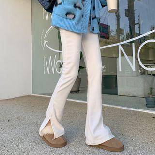 Slit-hem Velour Boot-cut Pants