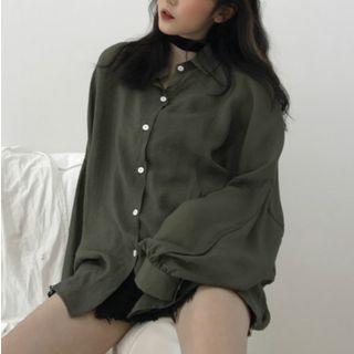 Puff Sleeve Shirt Green - One Size