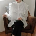 Frill-trim Dotted Sheer Blouse
