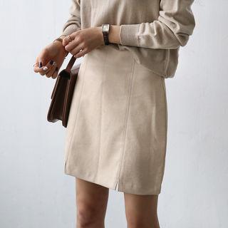 Faux-leather H-line Skirt