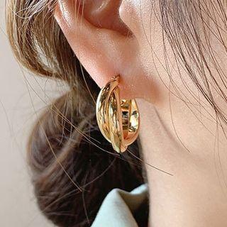 Layered Sterling Silver Hoop Earring E1125 - 1 Pr - Gold - One Size