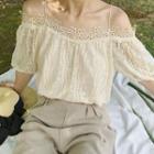 Cold Shoulder Elbow-sleeve Lace Top