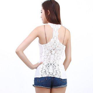 Lace Panel Racerback Tank Top