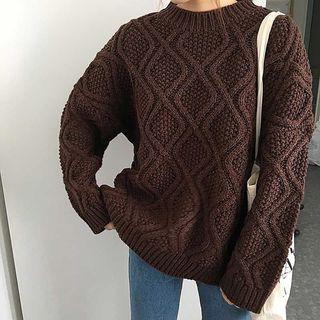 Diamond Pattern Chunky Knit Sweater