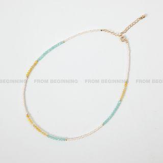 Multicolor Bead Necklace Yellow & Blue - One Size