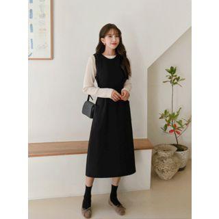 Tie-waist Long Pinafore Dress