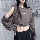 Long Sleeve Zipper Cut-out Crop Sweatshirt