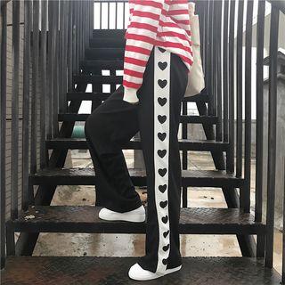 Heart Panel Wide Leg Pants
