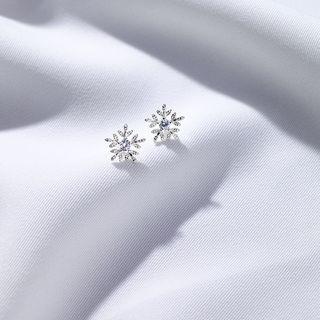 925 Sterling Silver Snowflake Ear Stud As Shown In Figure - One Size