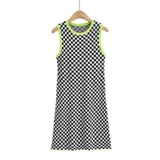 Checkerboard Mini A-line Tank Dress