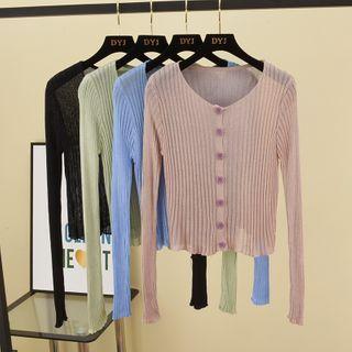 Button-up Cropped Knit Top