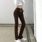 Belted Boot-cut Corduroy Pants