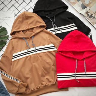Striped Loose-fit Hooded Sweatshirt