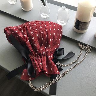 Dotted Chained Chiffon Crossbody Bag