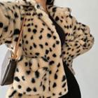 Faux-fur Leopard Loose-fit Jacket
