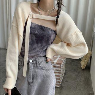 Long-sleeve Knit Shrug / Tie-dye Tube Top