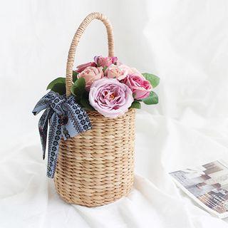 Tie-detail Woven Tote Bag
