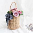 Tie-detail Woven Tote Bag