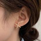 Cross Rhinestone Alloy Earring 1 Pair - Silver Stud - Gold - One Size