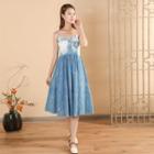Spaghetti Strap Indigo Dyed A-line Dress