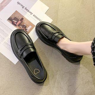 Plain Faux Leather Platform Loafers