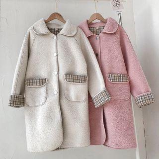 Double-pocket Single-breasted Faux-shearling Coat