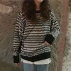 Round-neck Long-sleeve Sweater As Shown In Figure - One Size