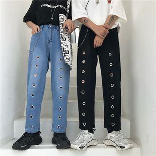 Grommet-accent Straight-leg Jeans