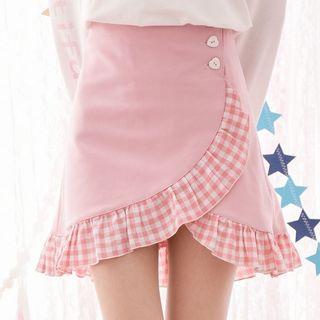 Plaid Hem A-line Skirt