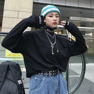 Long-sleeve Lettering Turtleneck Sweatshirt