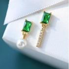 Non-matching Rhinestone Earring 1 Pair - Gold - One Size