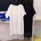 Fringe Hem Short Sleeve T-shirt Dress