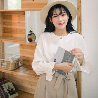 Bell-sleeve Buttoned Blouse