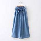 Cropped Wide-leg Jeans With Sash