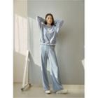 Band-waist Sweat Pants Sky Blue - One Size