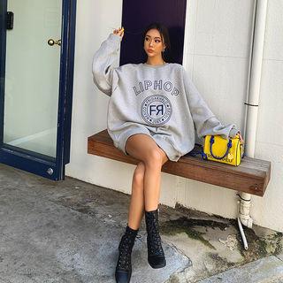 Liphop Embroidered Fleece-lined Oversized Pullover