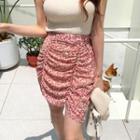 Shirred Floral Chiffon Skirt